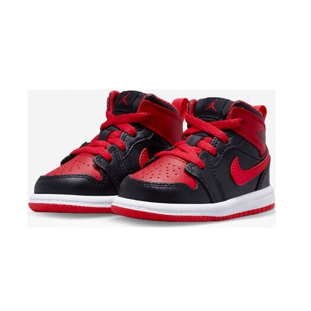 Nike Air Jordan 1 Mid Toddler Sneakers in Black/Fire Red Combo 🖤♥️